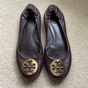 Tory Burch brown and gold flats